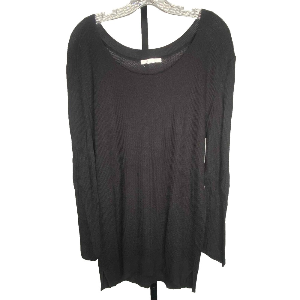 Duffy Cashmere blend blouse black women's size large knit lagenlook minimalist